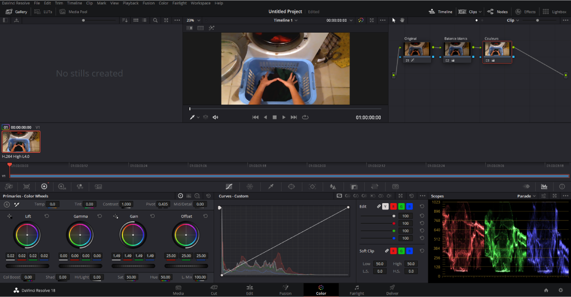 interface de davinci resolve